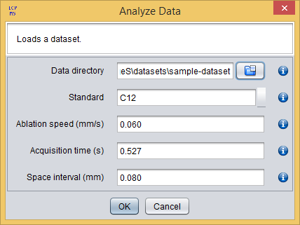 Analyze data dialog